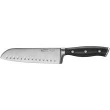 Forged Accent 7-Inch Hollow Edge Santoku Knife, Black