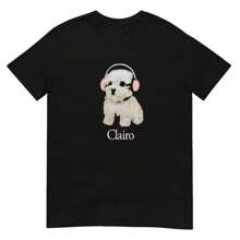 Clairo Dog Pup Headphones Shirt - màu đen - Xem 1