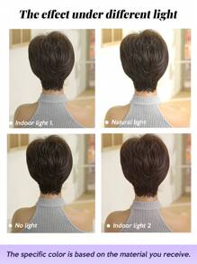 8英寸棕色短直刘海合成假发：外观自然，耐热，适合派对、角色扮演和日常佩戴