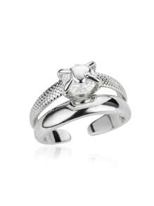 1PC Zirconia Heart Open Rings For Women Lover Gold Color Stainless Steel Heart Ring Female Finger Waterproof Engagement Wedding Jewelry Gift - Multicolor - View 8