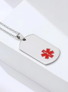 1pc - Personalized Text - Personalized Medical Alert Necklace, Engraved Ice Identification ID Tag Pendant With Chain, Can Be Engraved With ID Name, Phone Number, Pendant Necklace Custom Medical Identification Jewelry, Essential Necklace For Parents And Elders, -Give To Parents, -Give To Elders.