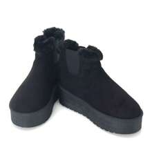 READYSALTED Women's Fuzzy Plush Lined Comfort Warm Outdoor Boots Ladies Anti Slip Ankle Walking Fashion Platform Snow Boot - Black - View 5