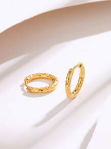 1 对男士不锈钢菱形环状耳环，日常佩戴叠戴耳环，礼物 - 金黃色 - 查看 4