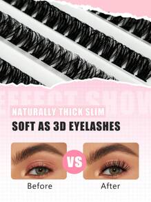 HINARIN 180 piezas de pestañas individuales 80D DIY Extensiones de pestañas en volumen Pestañas en racimo D Curl 8-16mm Pestañas talla grande gruesas Racimo individual DIY en casa Pestañas esponjosas para Navidad y otros festivales - D - Ver 4