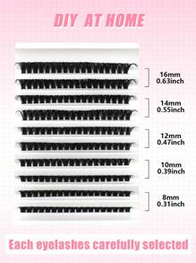 HINARIN 180 piezas de pestañas individuales 80D DIY Extensiones de pestañas en volumen Pestañas en racimo D Curl 8-16mm Pestañas talla grande gruesas Racimo individual DIY en casa Pestañas esponjosas para Navidad y otros festivales - D - Ver 6