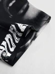 Nueva camisa de manga corta para hombre de moda holgada con estampado de letras y retratos