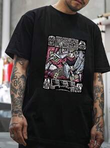 Traditional Skull Graphic T-Shirt - Black - View 2