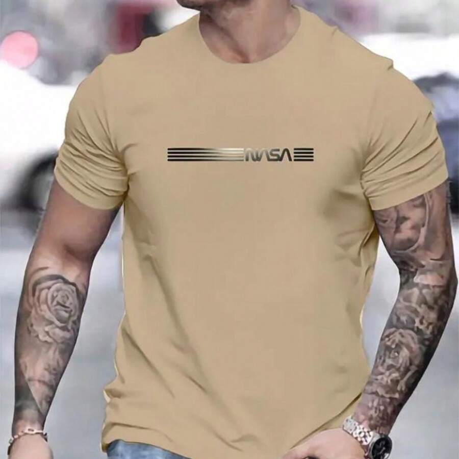 Oak Men's T-Shirt Premium Cotton Mesh Blouse Imported Shirt Immediate Shipping - 卡其色 - 查看 1