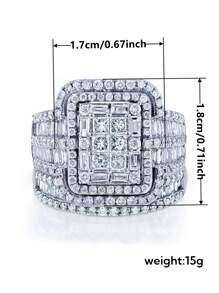 2 件/套 魅力方晶锆石戒指 适合女士 适合婚礼 订婚派对 珠宝 情人节礼物、妈妈、母亲、母亲节、礼物 - 1# - 查看 10