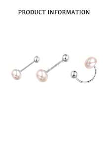 1 对 S925 纯银珍珠圆珠螺旋耳环，送给母亲、女朋友和姐妹的最佳礼物