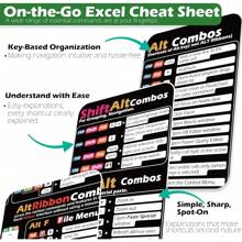 Excel Cheat Sheet Desk Pad - Extended Large Excel Mouse Pad | Shortcuts Mousepad For Excel | PC Office Spreadsheet Mouse Mat With Excel Keyboard Tips/Short Cut/Cheatsheet - 黑色 - 查看 8