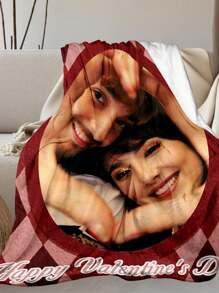 SRH 1pc Customizable Blanket - Plaid Pattern, Upload Your Own Photo And Text, Flannel Fabric, Soft And Cozy, Suitable For Room, Sofa, Bedroom, Office, Camping, Travel, Best Personalized Gift For Partner, Valentine's Day, Mother's Day, Anniversary, Birthday