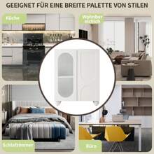 LITZEE Armoire de rangement multifonctionnelle blanche de style Scania, étagères réglables de 80 cm, résistante à l'eau, résistante aux taches, matériau respectueux de la peau, verre trempé, convient pour la cuisine et le salon - Blanc - Voir 5