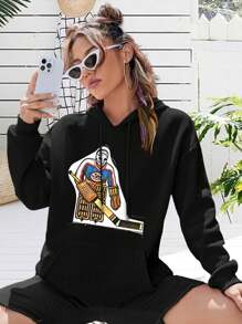 Coleco Table Hockey Players - Winnipeg Jets Big Size Women Hoodie Ladies Hockey Hoodies Canada Canadian Hockey Life - Black - View 1