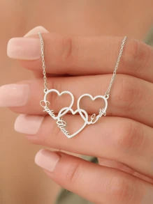 Customized Stainless Steel Name Necklace, Family Heart-Shaped Necklace, Personalized Name Necklace, Multi-Name Necklace, Gift For Wife, Gift For Mom, Mother's Day Gift - Multicolor-style 2 - View 7