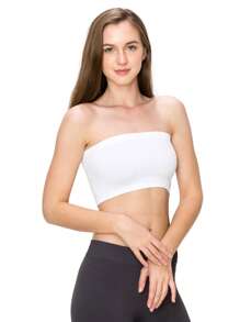 KURVE SEAMLESS MINI BANDEAU TUBE TOP - White - View 1