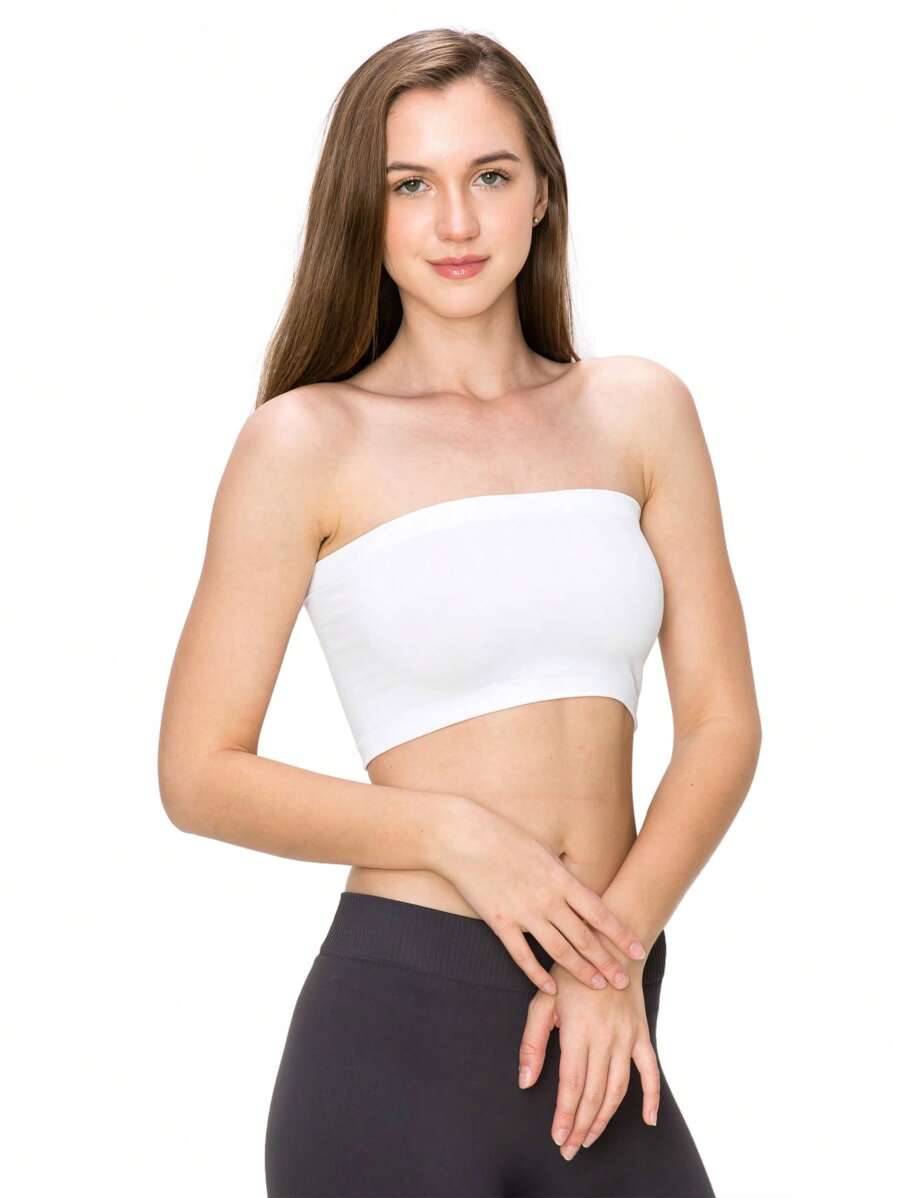 KURVE SEAMLESS MINI BANDEAU TUBE TOP - White - View 1