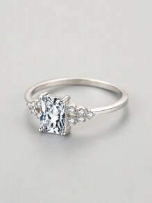 1pc Simplicity Fashionable Oval Zirconia Rings S925 Sterling Silver For Women Wedding Engagement Ring Fine Jewelry For Girlfriend Birthday Gift