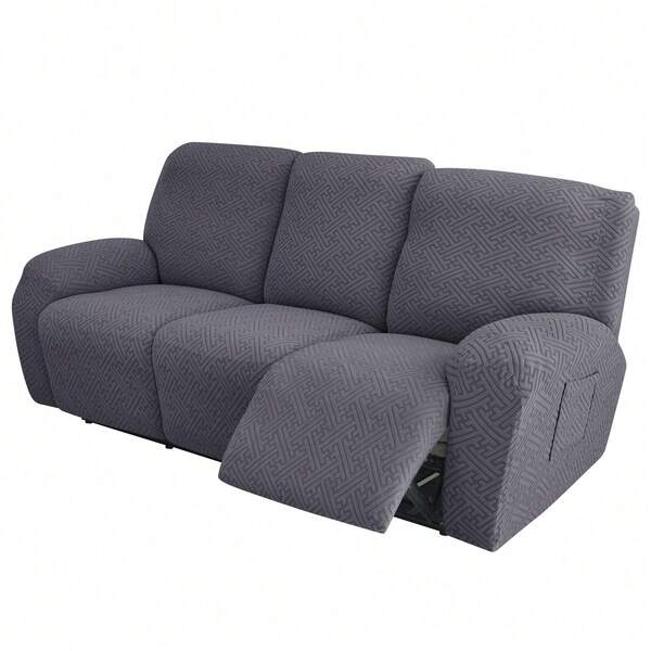 Split Jacquard Recliner Cover Solid Color Elastic Single Sofa Covers Stretch Spandex Armchair Case Slipcovers For Living Room Bedroom