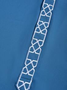 伊斯兰宽松长袍 男士穆斯林长袍 长袖刺绣立领阿拉伯风格男士传统长袍