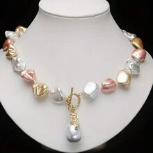 Stylish Asymmetrical Pearl Collarbone Chain Pendant, Niche Design - Color Mixing - View 7