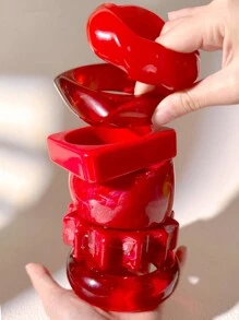 1pc Oversized Red Fashionable Bracelet, Suitable For Women's Daily Wear And Gift (Size Deviation 3mm/0.11 Is Normal)