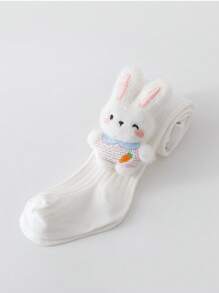 1pc Girls Cartoon Rabbit Pattern Ankle Length Tights, Thin Fitted Pantyhose For Babies & Kids, Spring/Autumn