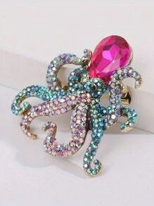 Moda Delicado Luxo Polvo Colorido Strass Pins Broches Para Mulheres Senhora Requintado Cristal Mar Aniaml Emblemas Pin