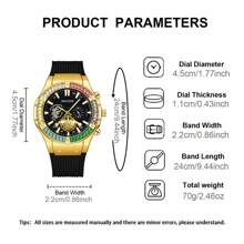 MSCXDK Montre homme Marque haut de gamme MSCXDK, bracelet en silicone, cadran décoré de diamants conceptuels, montre-bracelet décontractée militaire et sportive pour hommes (sans boîte)