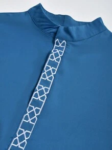 伊斯兰宽松长袍 男士穆斯林长袍 长袖刺绣立领阿拉伯风格男士传统长袍