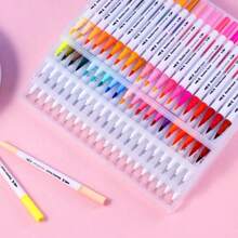 12/24/36/48/80/120 Pcs Set Dual Tip Markers, Watercolor Pens, Brush Pens For Adult Coloring, Hand Lettering, Planning, Diary Writing, Calligraphy, Drawing, Arts & Crafts, School Supplies Back To School