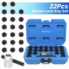 22Pcs Wheel Locking Anti-Theft Lug Nut Screws Removal Key Set Fit For AUDI - Black - View 1