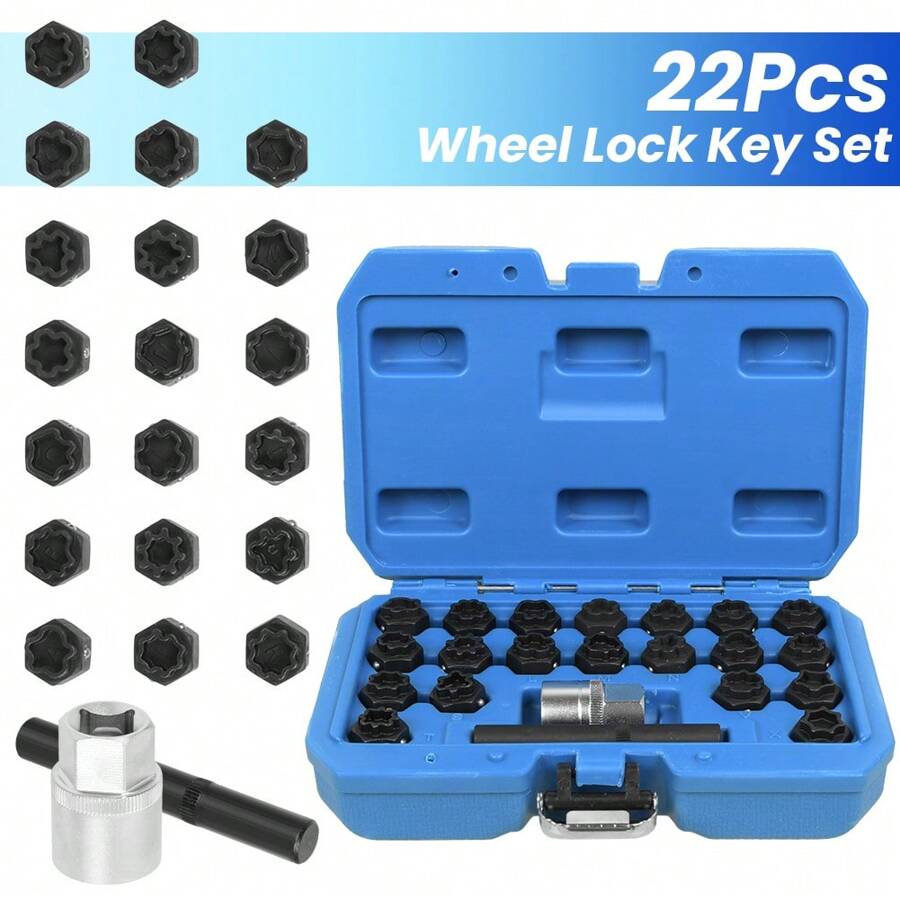 22Pcs Wheel Locking Anti-Theft Lug Nut Screws Removal Key Set Fit For AUDI - Black - View 1