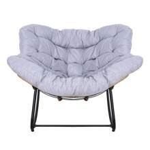 Outdoor Rattan Rocking Chair, Patio Comfy Reading Chair With Oversized Cushion, Indoor Recliner Wide Rocking Chair For Balcony, Front Porch, Garden, Living Room, Grey - Grey - View 1