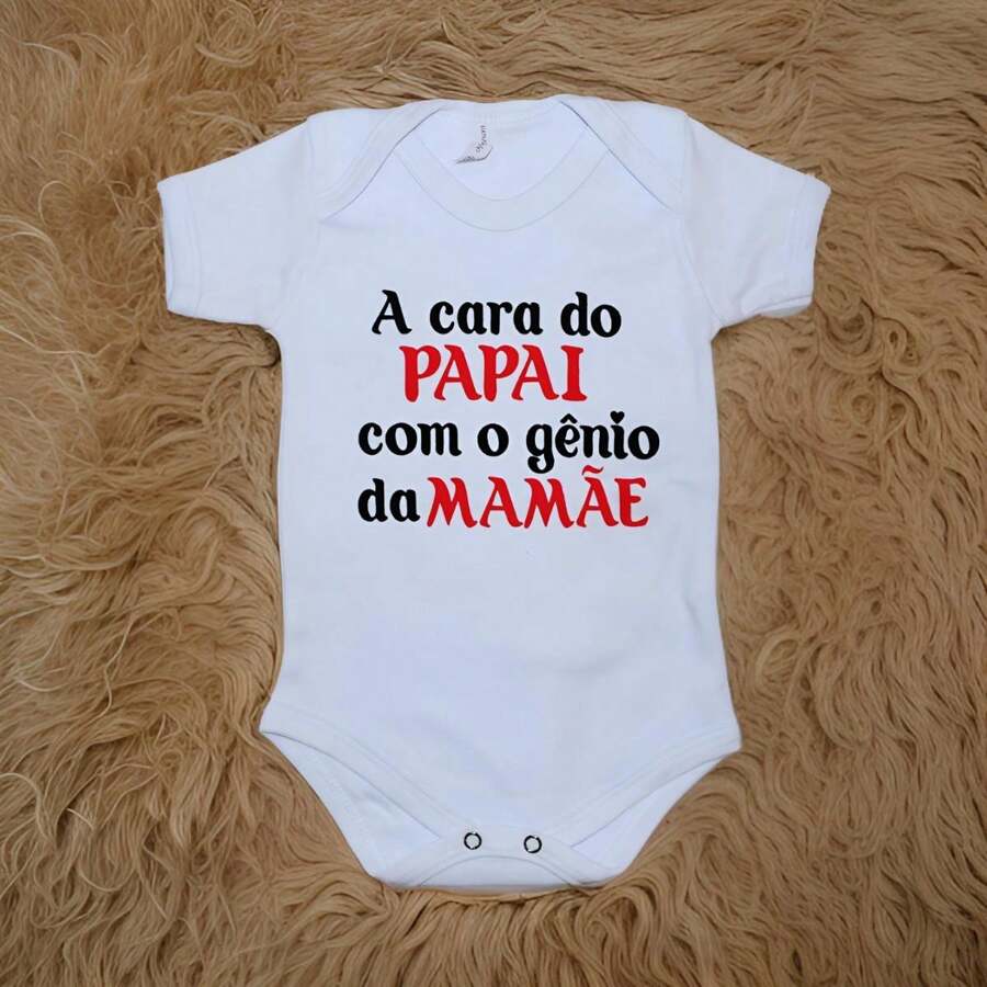 Baby Bodysuit Phrase Daddy's Face With Mommy's Genius - White - View 1