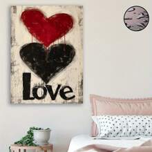 2D flat-1 pc Wooden Framed two hearts Canvas painting High quality Wall Art Prints Canvas, Direct hanging Wall Picture, Decor for Home Gifts, living room, bathroom, bedroom, kitchen-Wrapped Canvas-Wrapped Canvas - Multicolor - Ver 4
