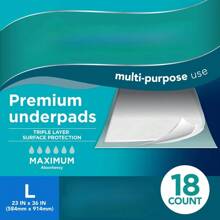 Maximum Absorbency Unisex Premium Underpad, L, 18 Count