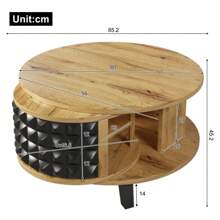 LITZEE Couchtisch, Drehtisch, Beistelltisch mit versteckter interner Ablage