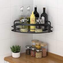 Black Bathroom Corner Shower Shelfs, Adhesive Wall Mounted Shower Caddy With 4 Movable Hooks, Rustproof Stainless Steel Bathroom Shower Organizer, No Drilling Wall Mount 2-Pack - 銀色 - 查看 10