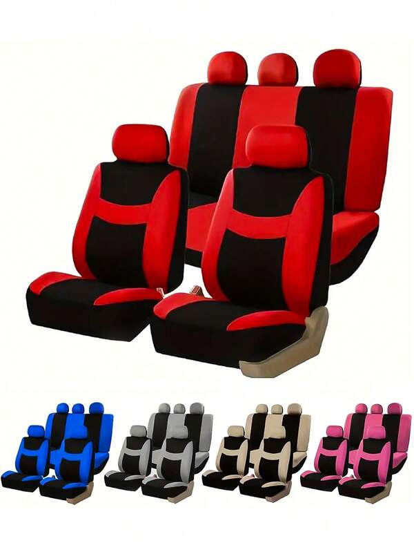 Set de 9 bucăți/set de huse universale pentru scaune de mașină, confecționate din țesătură din poliester burete de 2 mm, disponibile în toate anotimpurile, mașini, camioane și SUV-uri, multicolor opțional