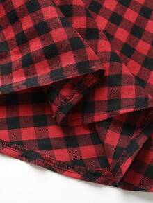 EARO法式复古设计高端时尚百搭格子高腰褶皱长款优雅通勤钟形格子裙，冬季新款高腰修身与众不同优雅束腰舒适无弹力A字喇叭裙 - 彩色 - 查看 6