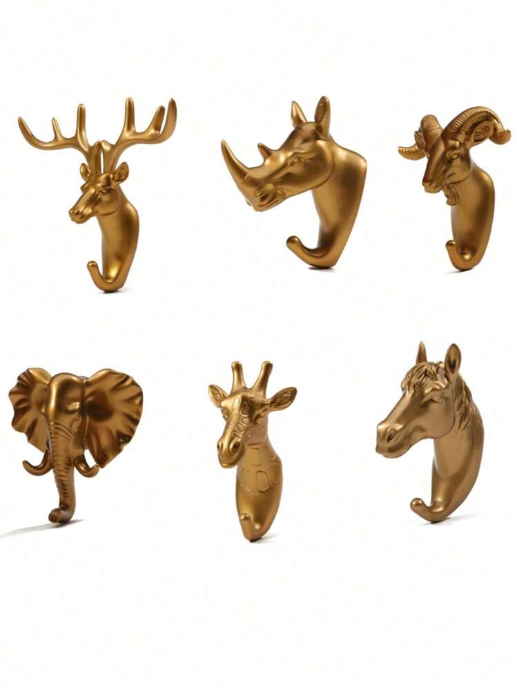 （安装需要螺丝，非自粘）1 件壁挂式挂钩创意动物头形状衣帽架壁挂马长颈鹿麋鹿大象挂钩装饰浴室配件，壁挂式挂钩用于悬挂长袍、衣服、帽子、围巾、钥匙、毛巾、外套、鹿角衣架墙壁装饰 - 时尚家居装饰，适用于浴室、卧室、入口 - 彩色 - 查看 3