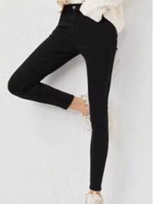 Black Skinny Fit Ankle High Waist Jeans