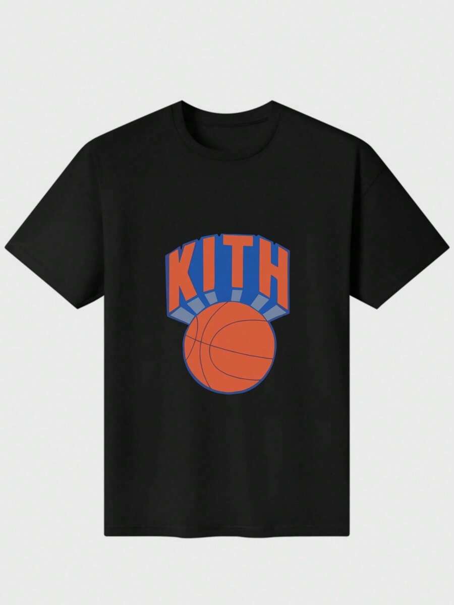 New York Knicks Vintage T-Shirt - Black Casual Digital Print Pure Heavy Cotton T Shirt - Black - View 1