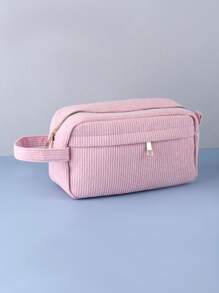 1 pièce Grand sac cosmétique en velours côtelé, sac à maquillage en velours côtelé mode simple,sac de rangement à main,sac cosmétique de voyage portable pour femmes, lavable à la main, sac de voyage pour maquillage, vibes bohèmes - Multicolore - Voir 7