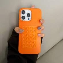 Husă de protecție pentru telefon mobil, din silicon moale, portocaliu, cu model din piele și ventuză, compatibilă cu 17/17Air/17PRO/17PROMAX/16/7/8/11/12/13/14/15/X/XR/Xs/Plus/Pro/Pro Max/SE2