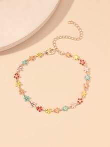 1 件精致雏菊花油滴脚链手链，适合女士、海滩度假派对、妈妈礼物