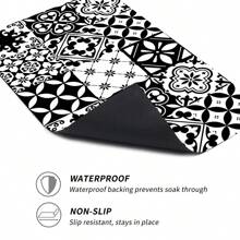 1 pièce Paillasson unique à carreaux noir et blanc, fabriqué en diatomite - antidérapant, résistant aux taches et super absorbant, convient pour la cuisine et la salle de bain, parfait pour la décoration de la maison et les célébrations