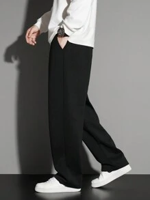 1 pezzo Pantaloni sportivi casual larghi con vita con cordoncino, adatti per primavera/estate, uomo