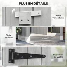 Outsunny Abri de jardin en bois cabane de jardin exterieur armoire de jardin avec toit bitumé 3 étagères porte avec loquet rangement et stockage extérieurs pour terrasse 77,5 x 54,2 x 179,5 cm gris - Gris - Voir 6